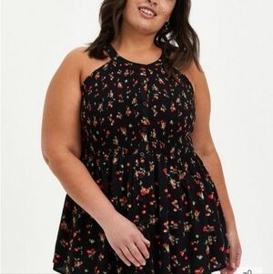 Torrid Women Babydoll Rayon Crepe Sleevelesssmoked  Button down top sz plus 0/0X